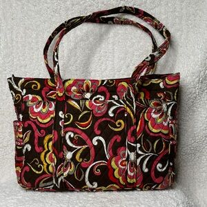 Vera Bradley Puccini Pattern Large Overnight Tote Bag Designer Brown Red NWOT